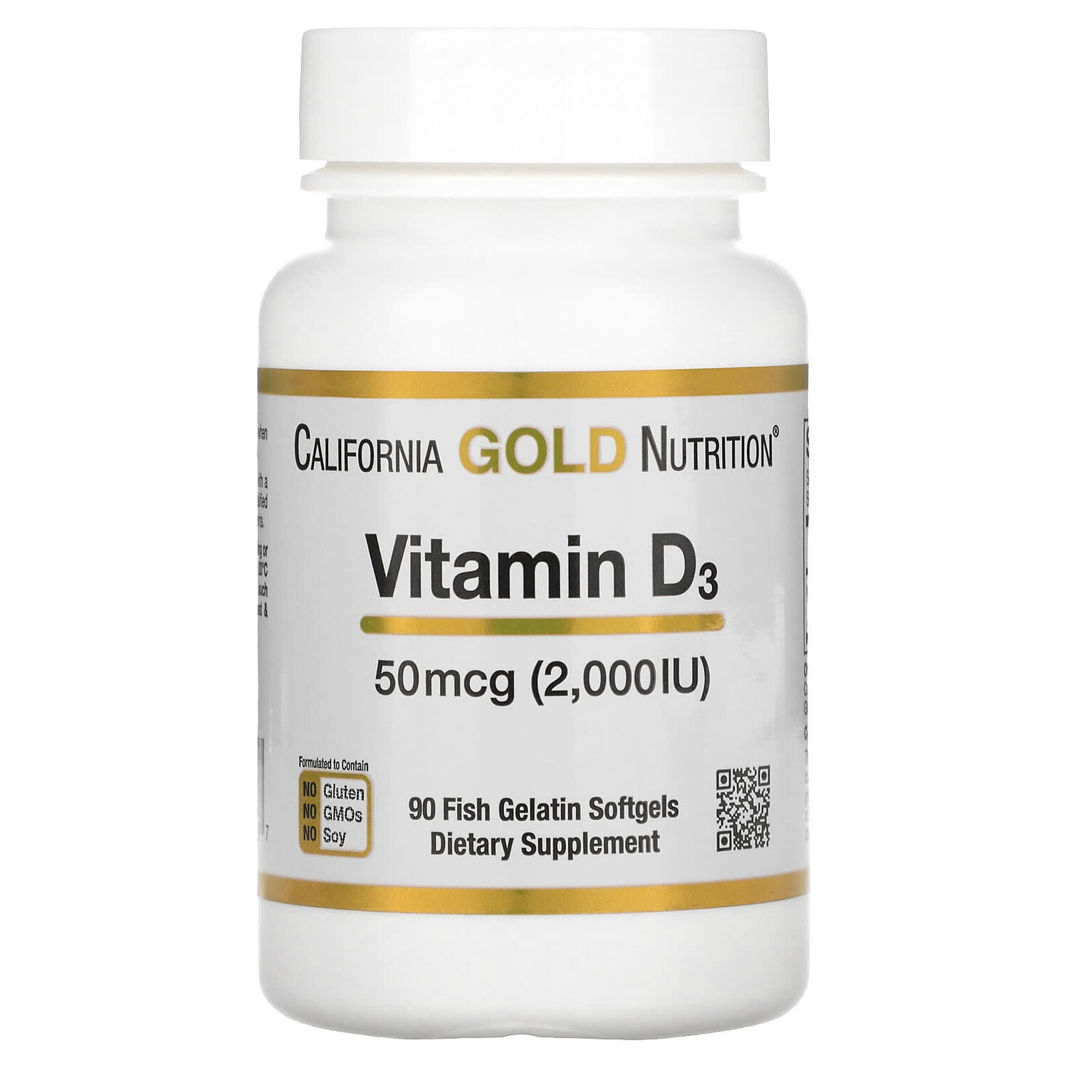 

Витамин D3, 50 мкг (2000 МЕ), 90 рыбно-желатиновых капсул, California Gold Nutrition