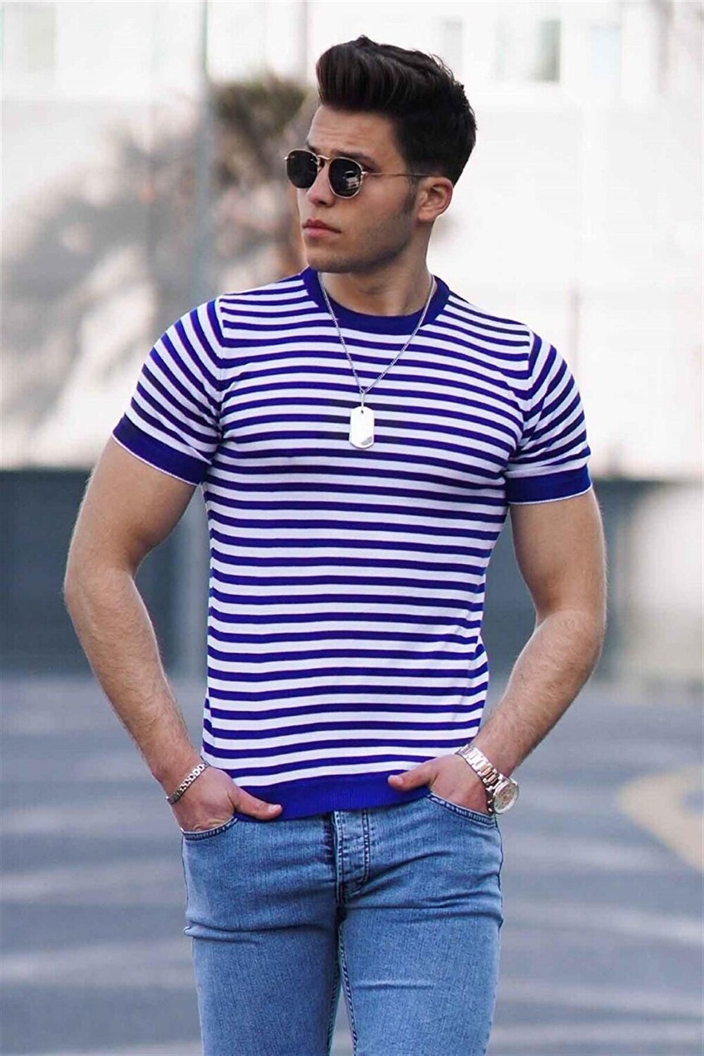 

Мужская трикотажная футболка Crew Neck Saks 4602 (13-A-6) MADMEXT