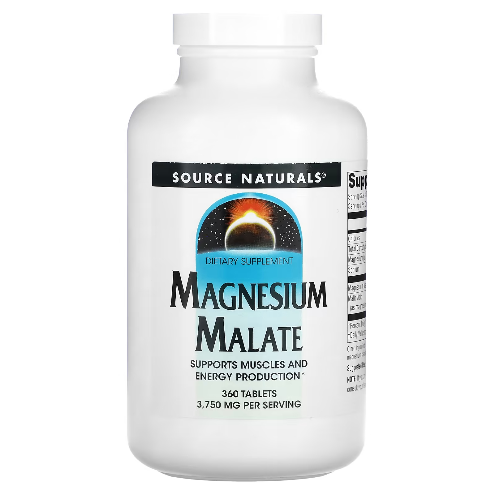 Source Naturals Малат магния 3750 мг 360 таблеток (1250 мг на таблетку) source naturals бис глицинат магния 120 таблеток