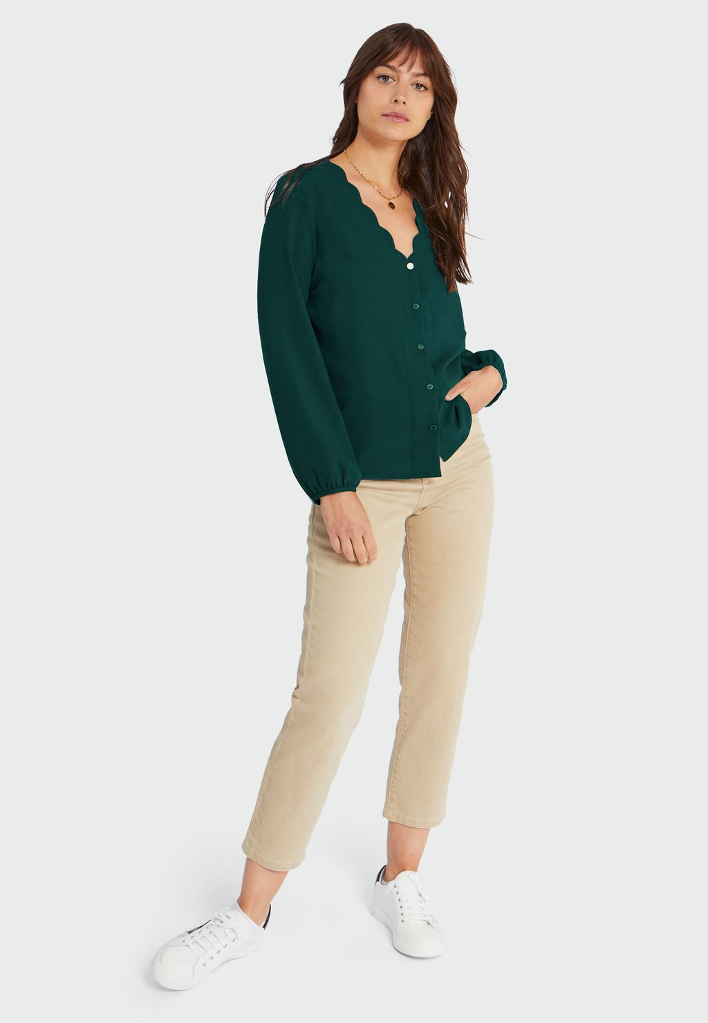 Блузка WITH V-NECK I.Code by IKKS, цвет green green цена и фото