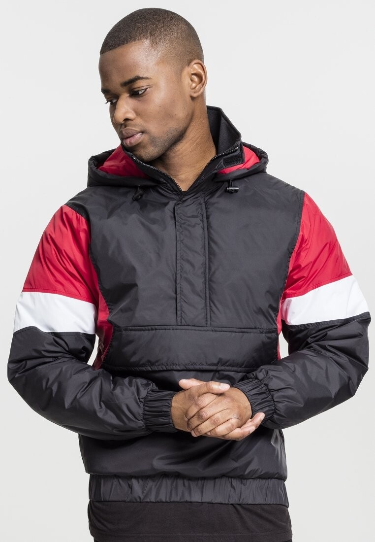 

Повседневная рубашка Urban Classics 3-TONE PULL OVER, черный/огненно-красный/белый
