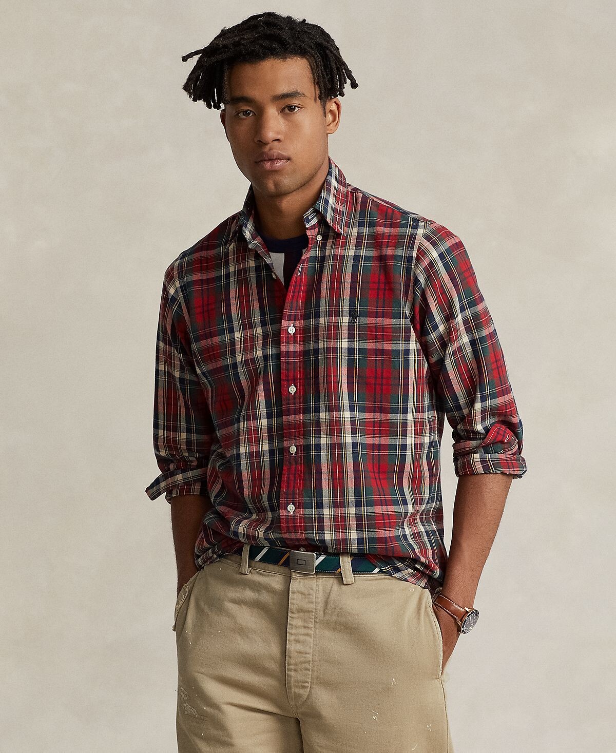 

Мужская оксфордская рубашка классического кроя в клетку Polo Ralph Lauren