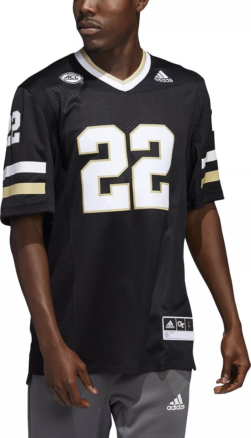 

Мужские желтые куртки Adidas Georgia Tech, черная копия джерси