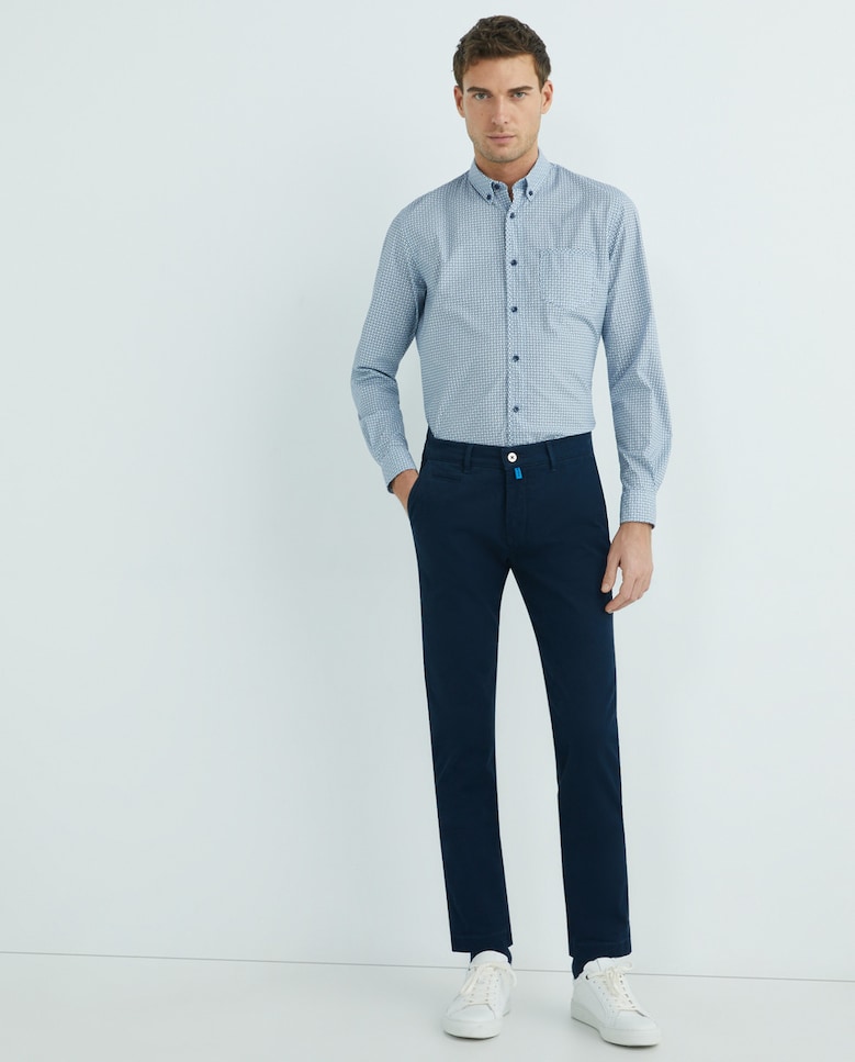 Однотонные базовые мужские брюки-чиносы Pierre Cardin, темно-синий базовые брюки чиносы из микротвила синий