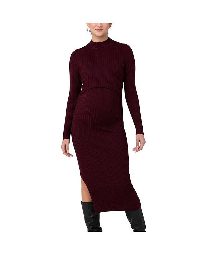 цена Трикотажное платье для кормящих мам Nella Rib Темно-бордовое Ripe Maternity, красный