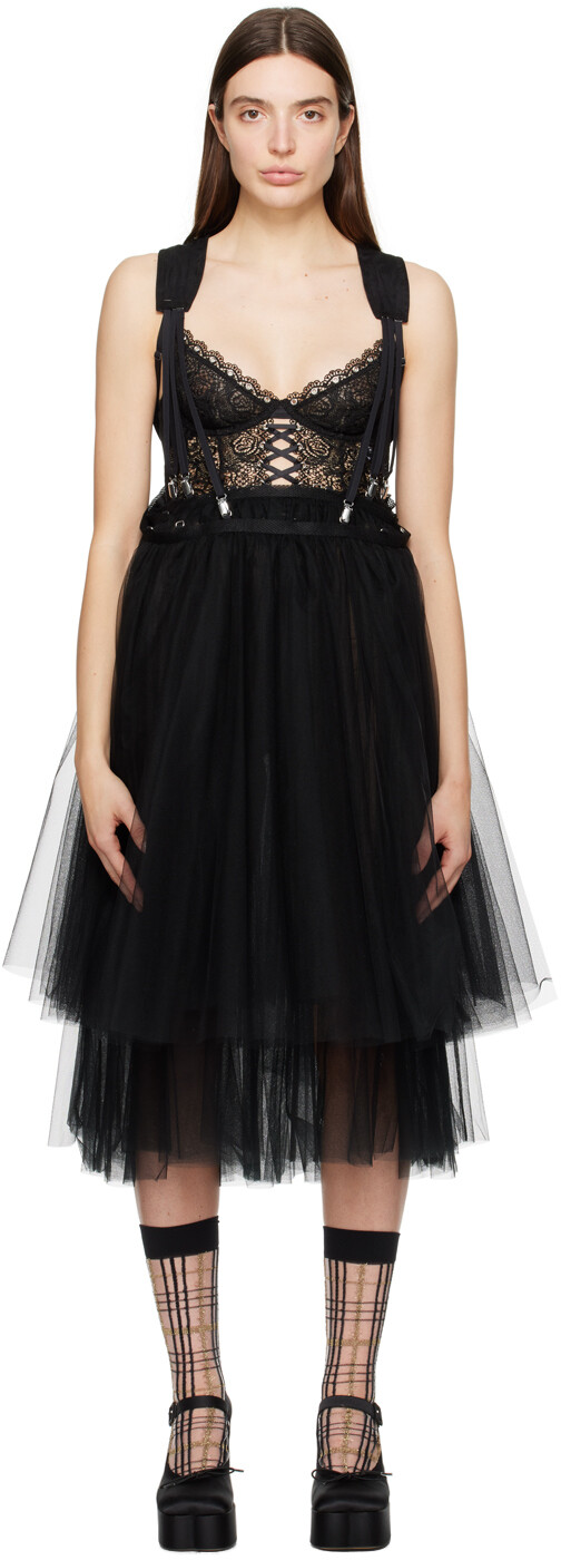

Черная многоярусная юбка-миди Noir Kei Ninomiya, цвет Black