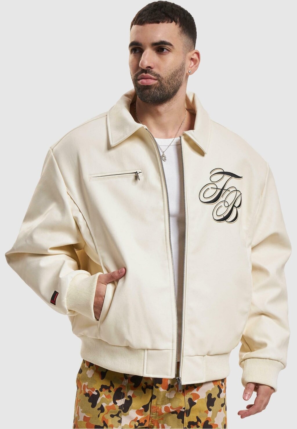 

Кожаная куртка FUBU, кремовый, Бежевый
