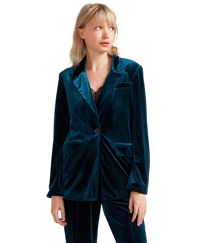 Женский бархатный пиджак Eternity Belle & Bloom, цвет Dark teal пиджак черный нарядный 44 46 размер
