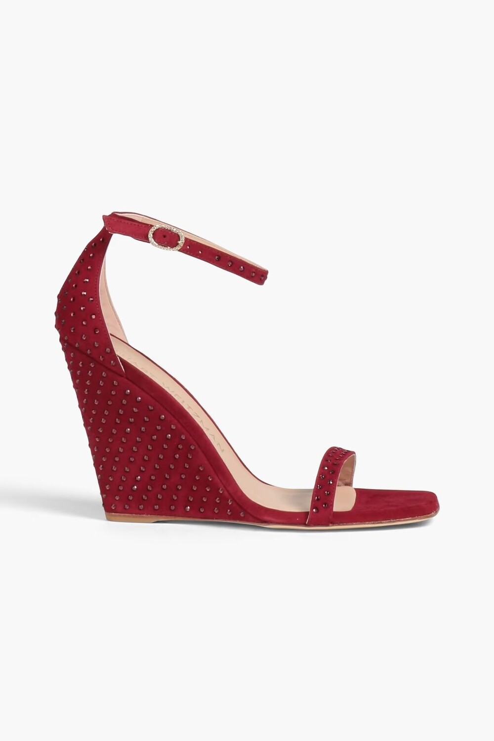 

Украшенные замшевые босоножки Stuart Weitzman, бургундия