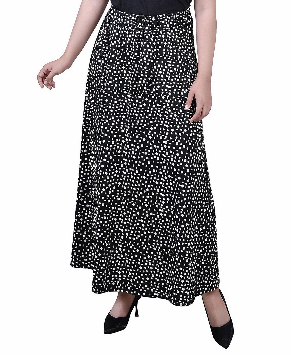 Миниатюрная длинная юбка с поясом и принтом NY Collection миниатюрная длинная юбка с поясом на талии ny collection мульти