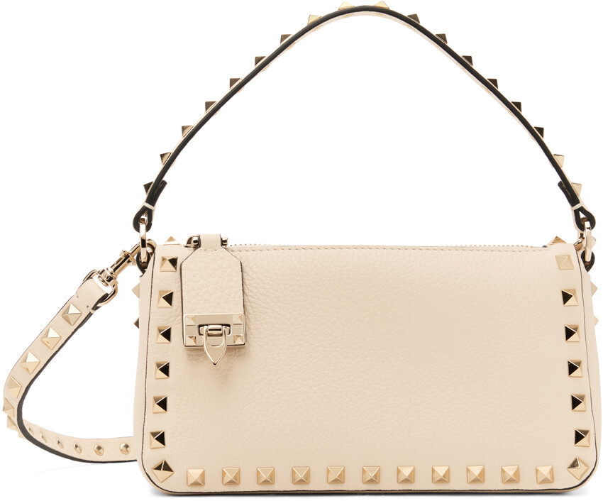 

Бежевая маленькая сумка через плечо Rockstud Valentino Garavani