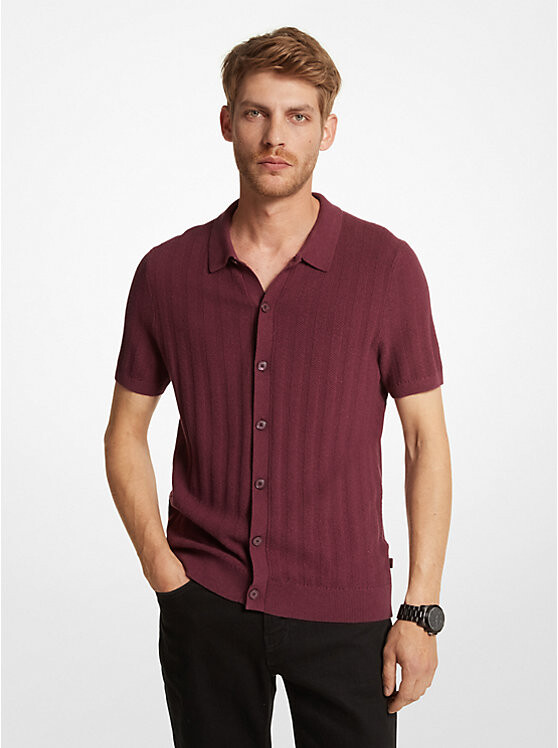 

Рубашка из фактурного хлопка Michael Kors Mens, бордовый