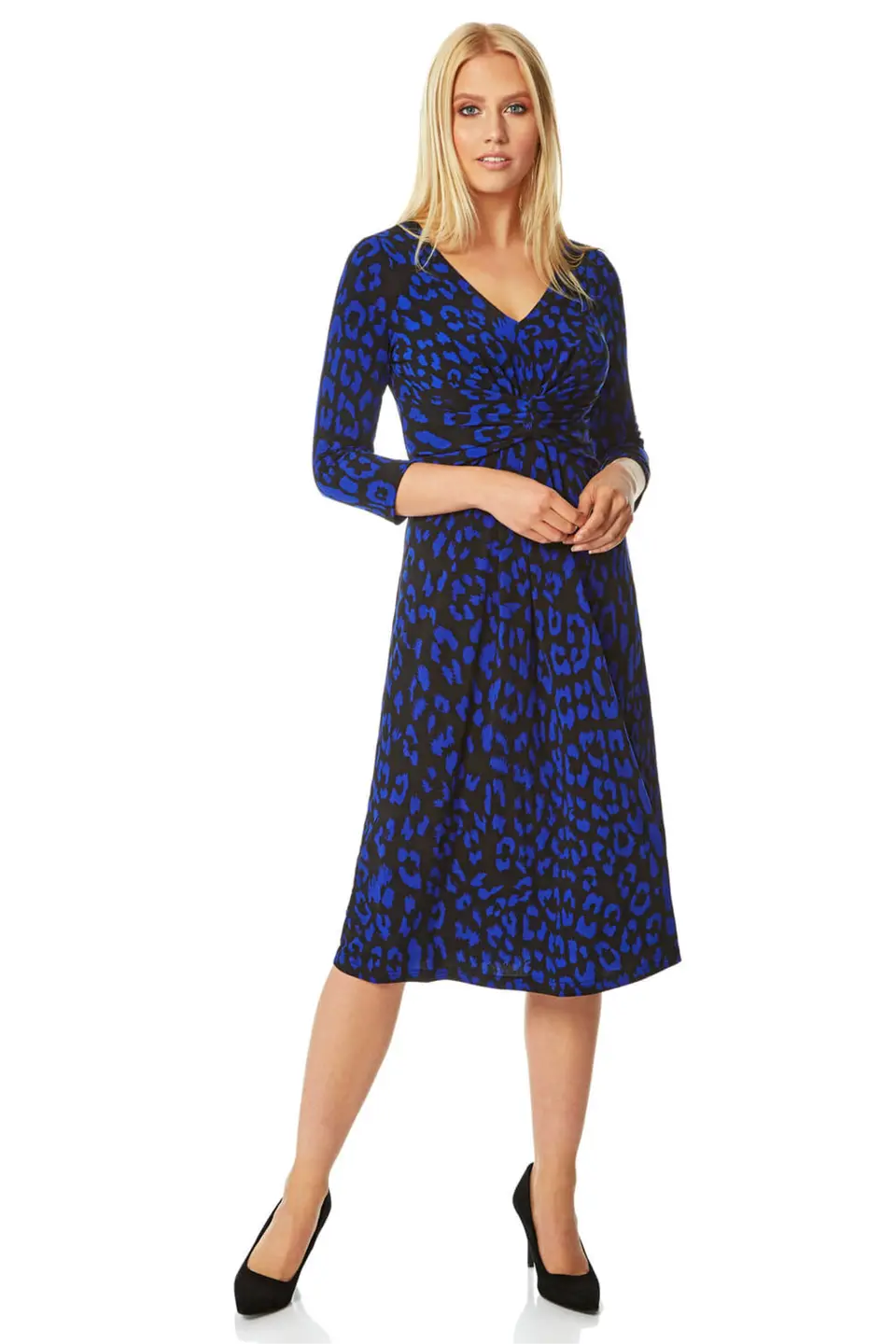 

Расклешенное платье с принтом Roman Royal Blue с анималистическим принтом