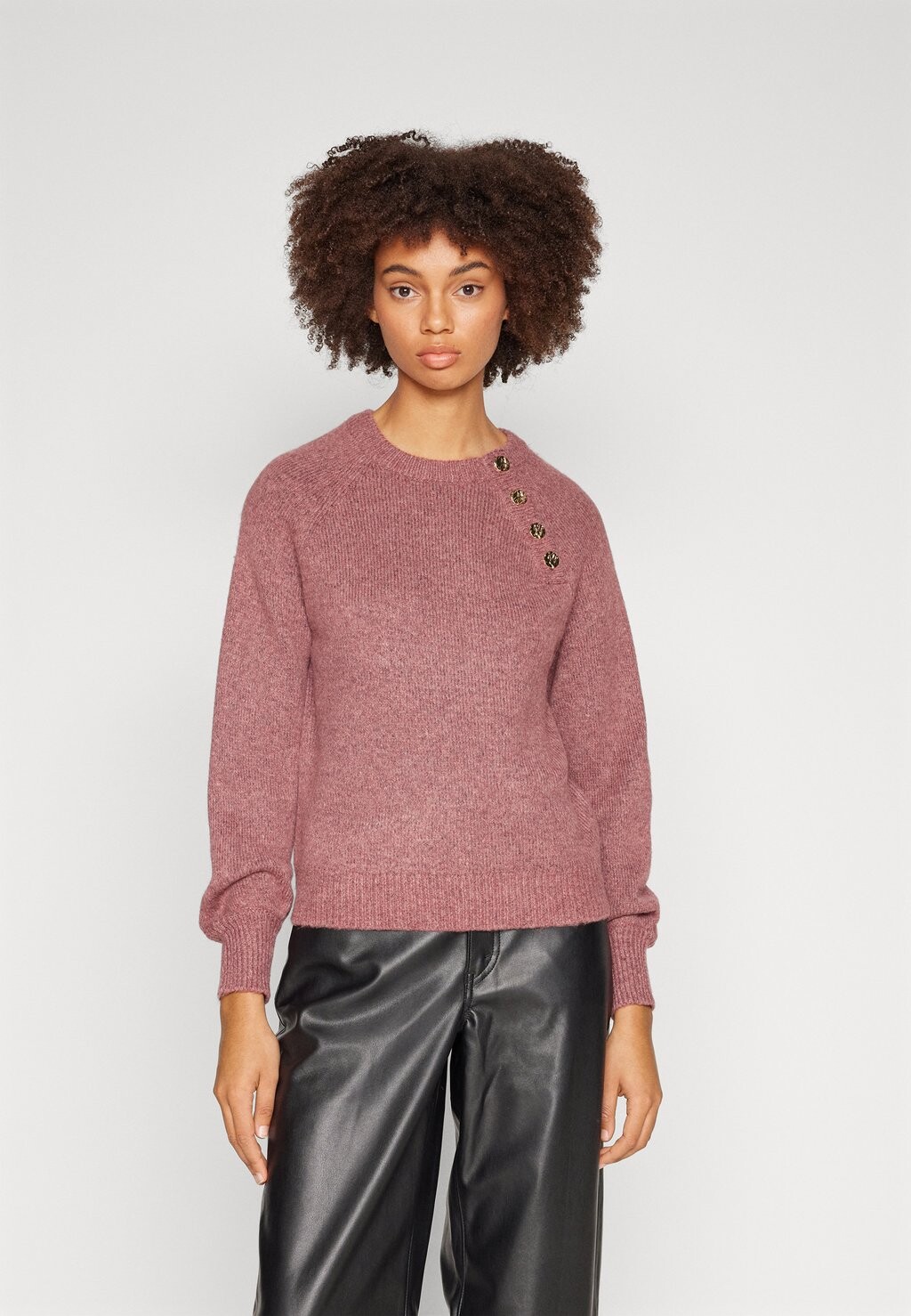 

Свитшот ONLY ONLEMMA BUTTON O NECK, цвет rose brown