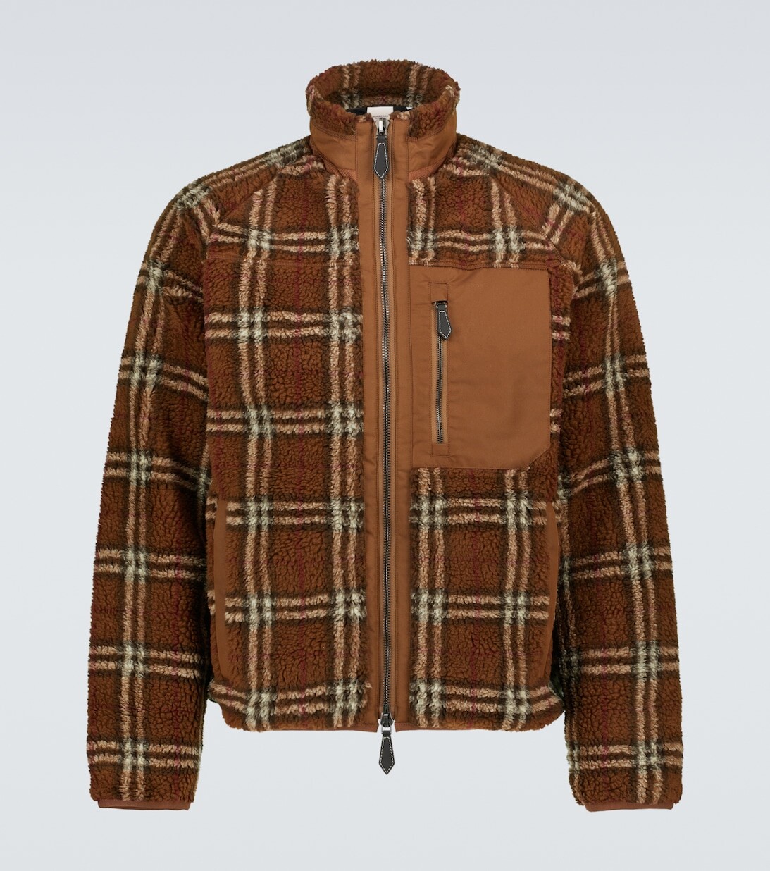

Флисовая куртка в клетку Burberry, коричневый