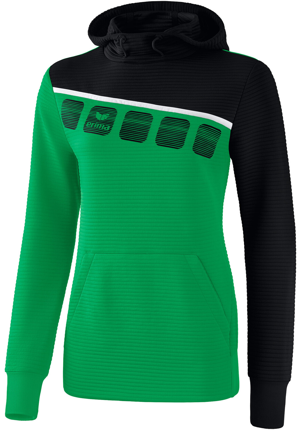 

Толстовка erima 5 C Kapuzensweat, изумрудный/черный/белый