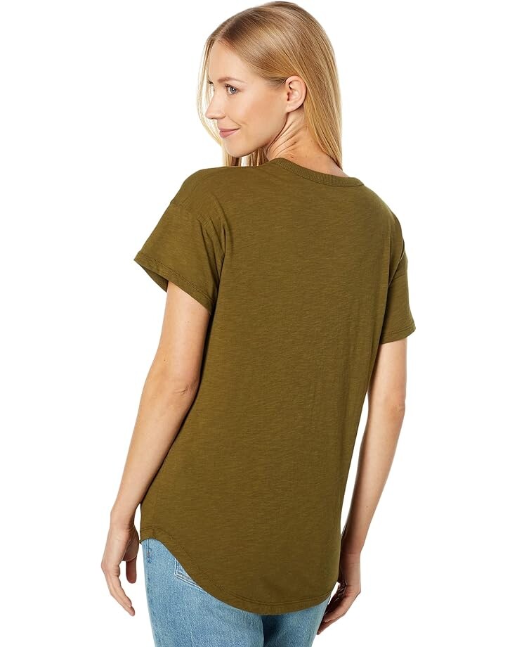 Футболка Madewell Whisper Cotton Rib-Crewneck Tee, цвет Golden Spinach