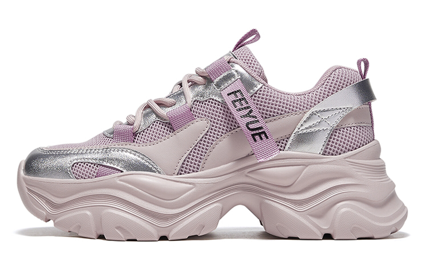 

Кроссовки женские толстые низкие Feiyue, цвет Rice gold pink