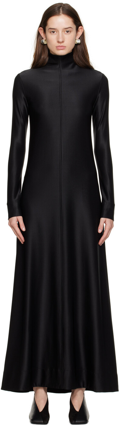

Черное платье-макси с высоким воротником Jil Sander, Черный, Черное платье-макси с высоким воротником Jil Sander