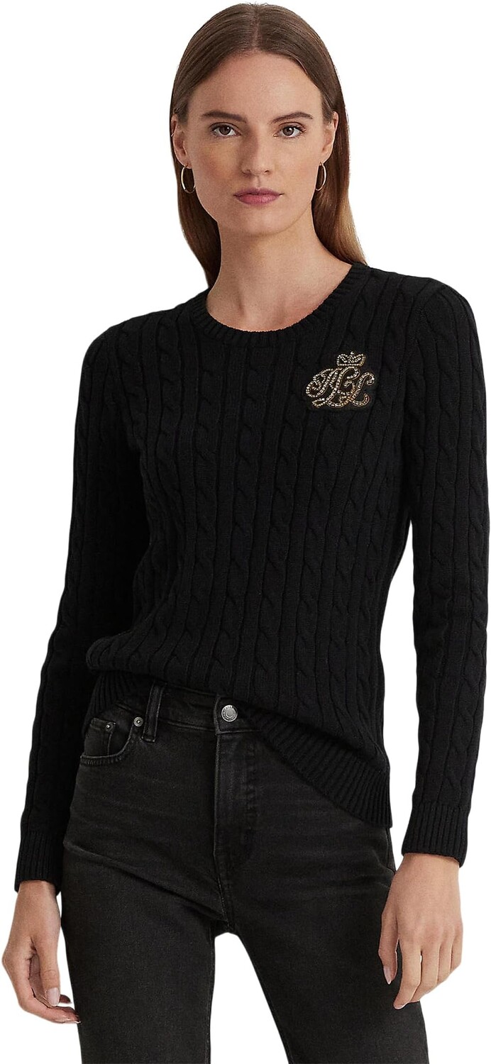 

Хлопковый свитер вязанной косой Bullion LAUREN Ralph Lauren, черный