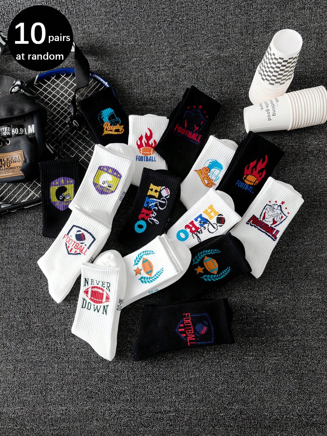 10 пар случайных стилевых разноцветных унисекс креативных граффити, многоцветный оригинальные модные носки ins трендовые граффити спортивные парные носки в тюбике с вышивкой букв хлопковые носки