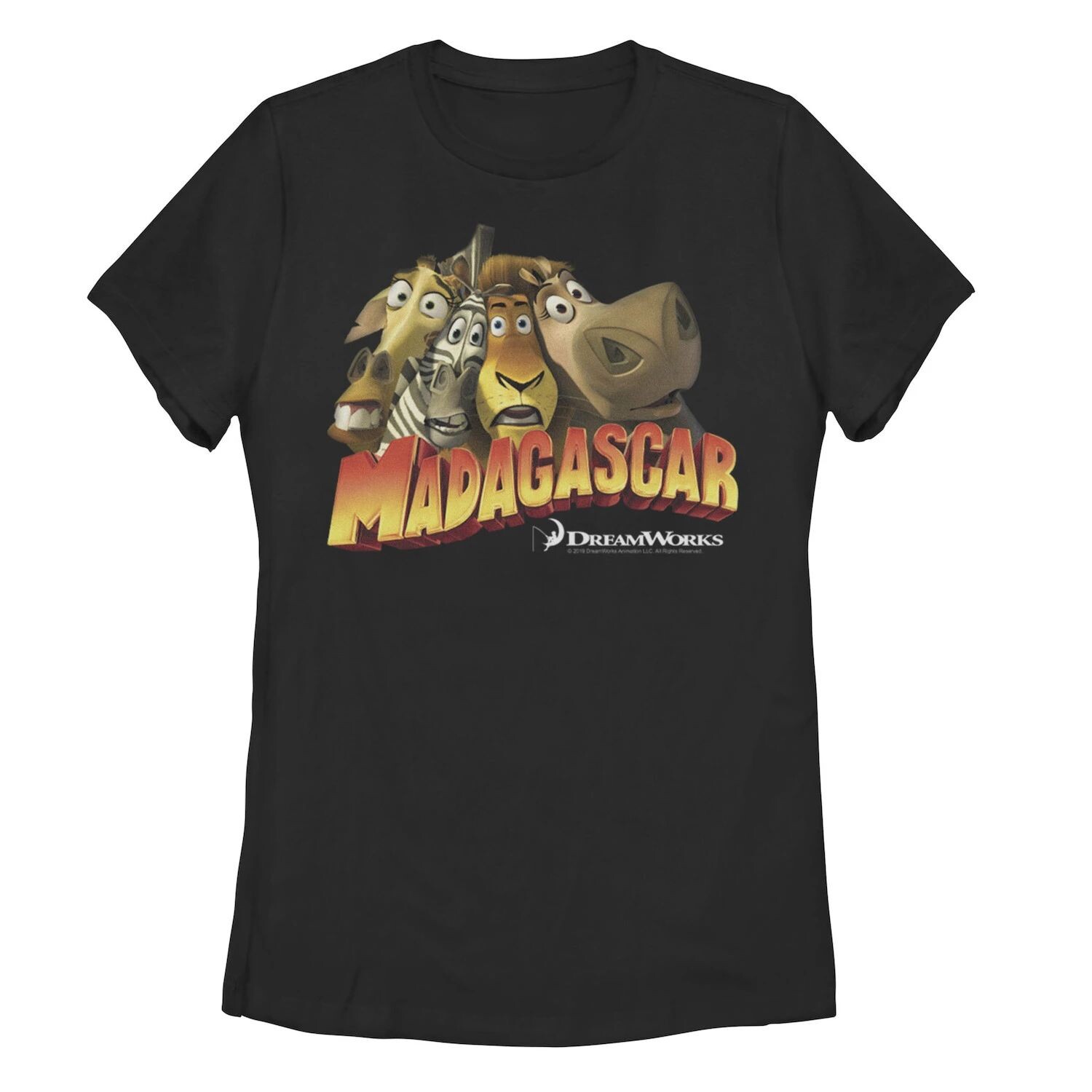 

Детская футболка Madagascar со сжатым групповым изображением, классическая футболка с логотипом фильма и графическим рисунком Licensed Character