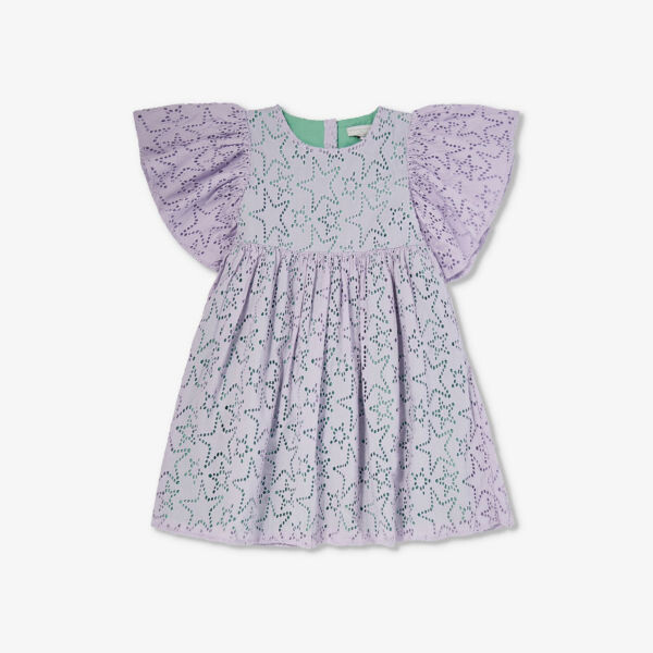 

Платье из хлопка и поплина со звездочкой 4-12 лет Stella Mccartney, лиловый