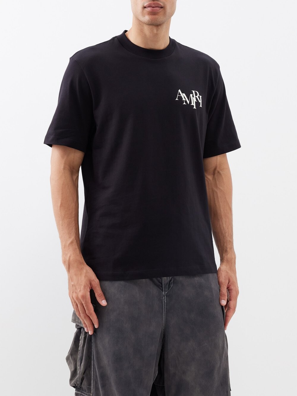

Футболка из хлопкового джерси с логотипом Amiri, черный