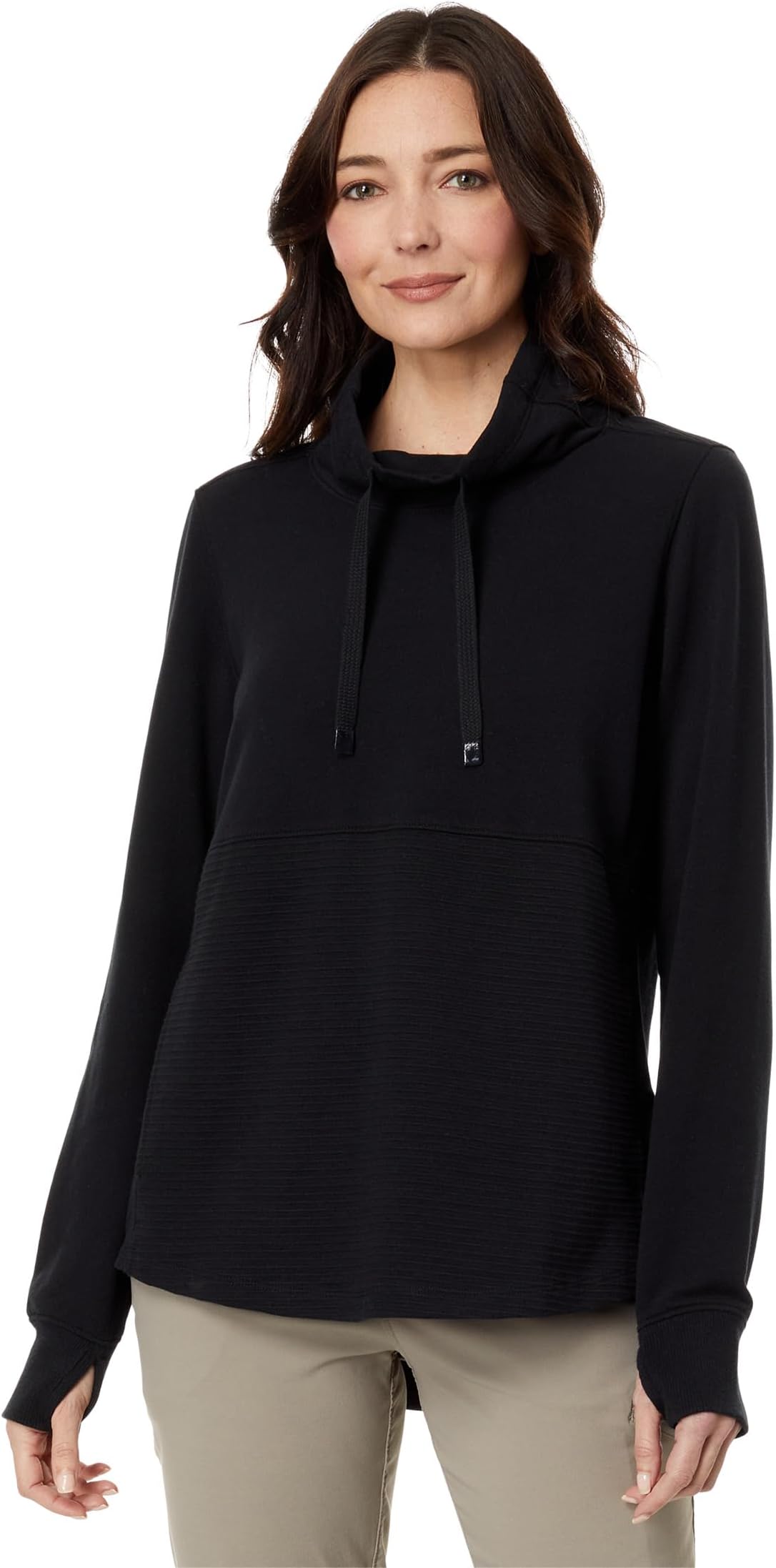 Миниатюрный уютный пуловер смешанной вязки L.L.Bean, цвет Midnight Black