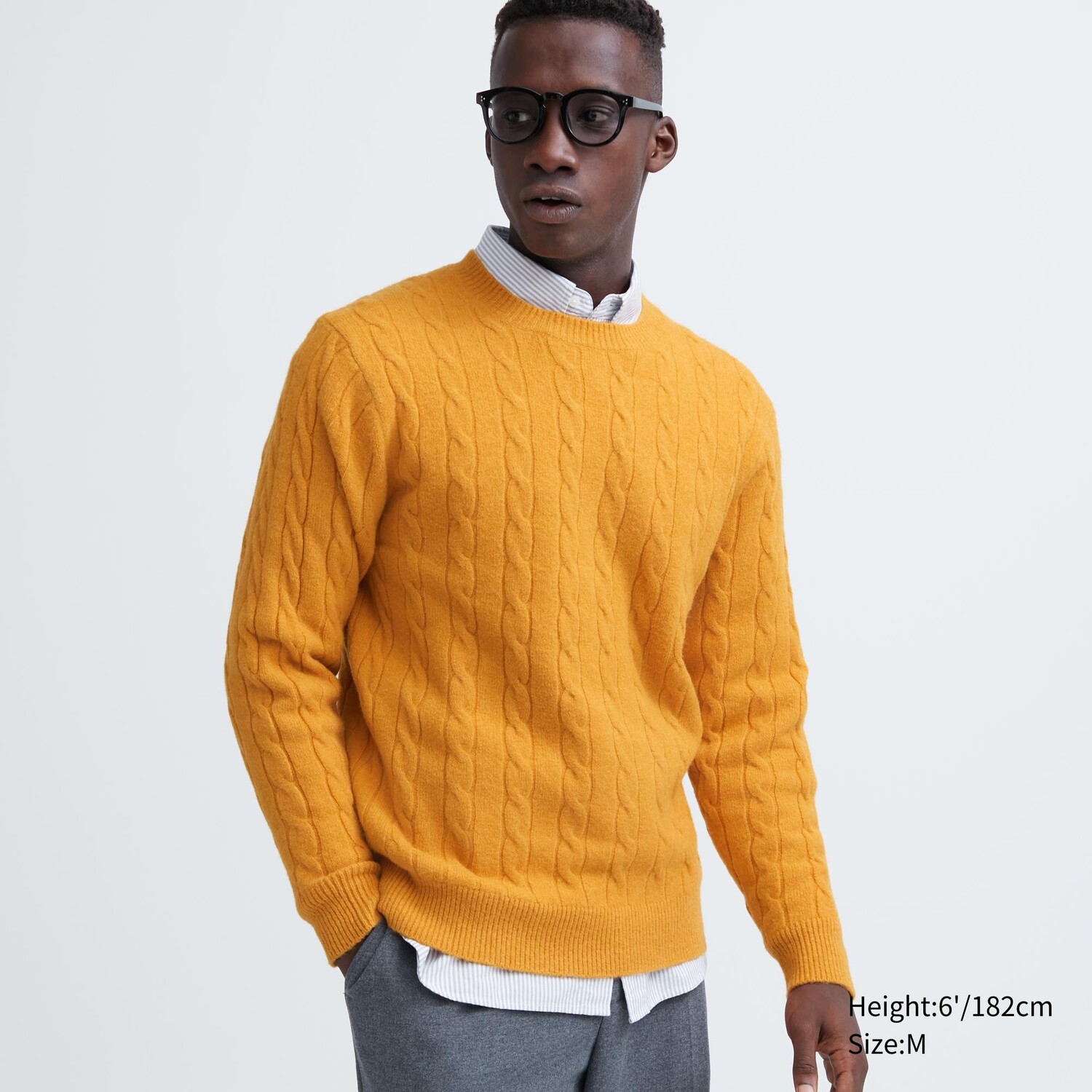 

Свитер Uniqlo мужской с круглым вырезом, желтый