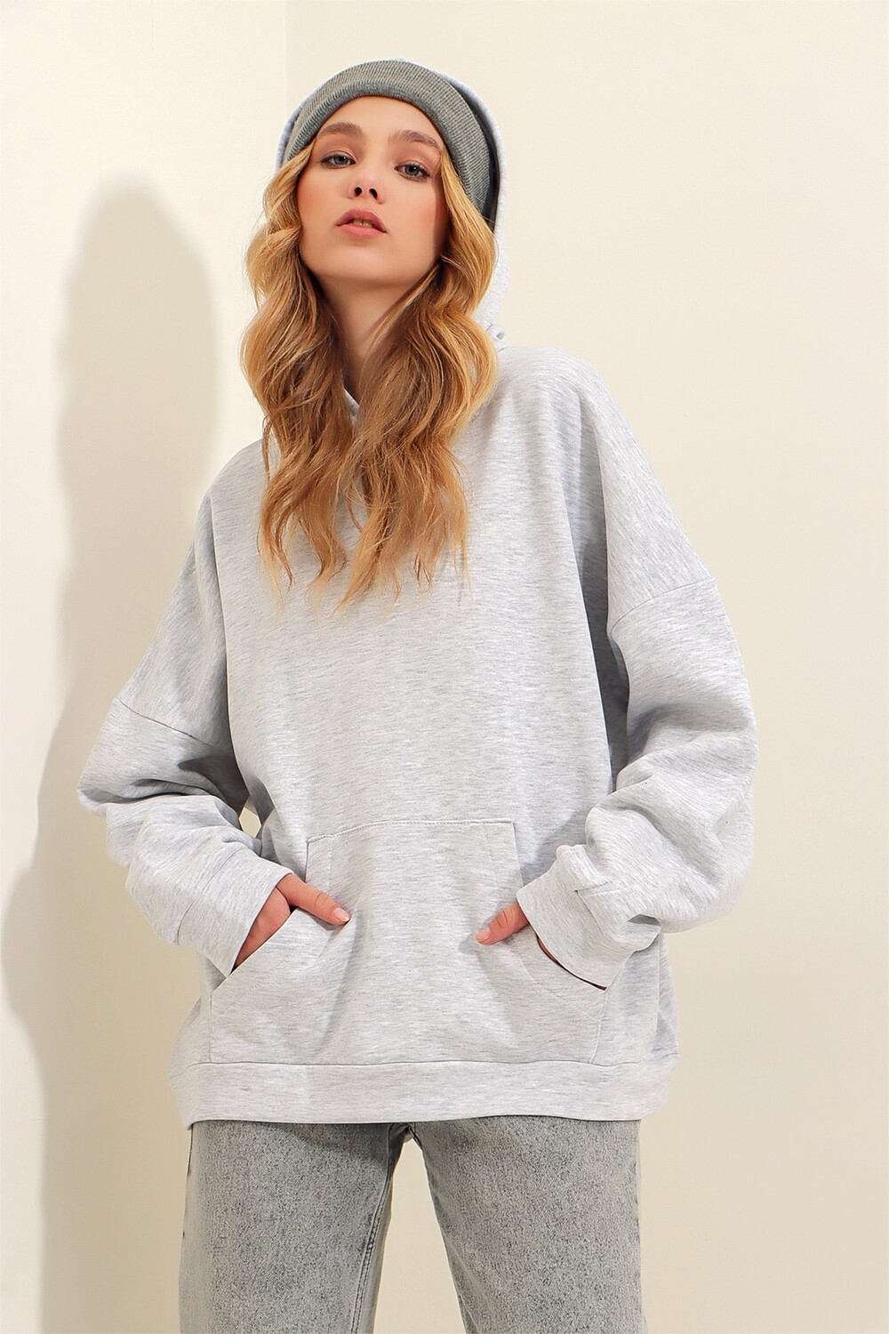 

Толстовка - Серый - Oversize Trend Alaçatı Stili, серый