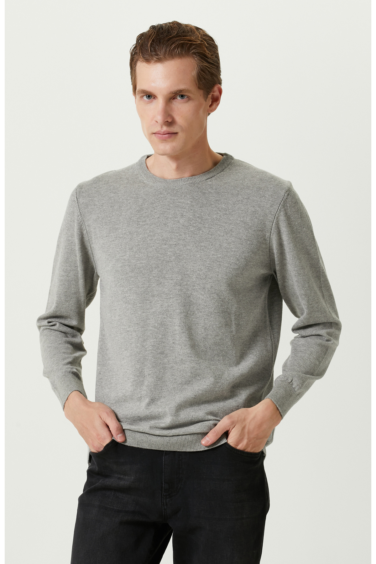Серый меланжевый свитер с круглым вырезом Network, серый