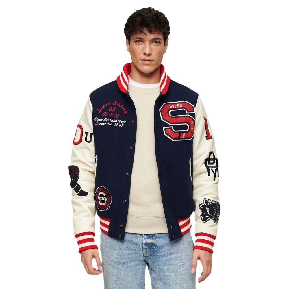 Куртка Superdry College Varsity Patched Bomber, бежевый