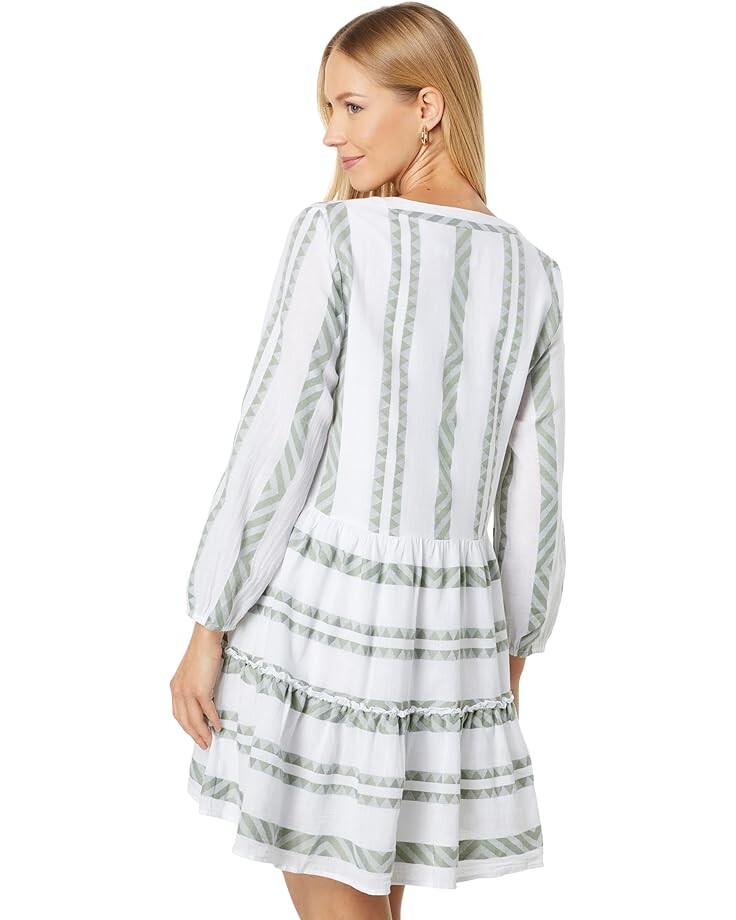 

Платье Vineyard Vines Breezy Tiered Jacquard Dress, цвет Sage Olive/White