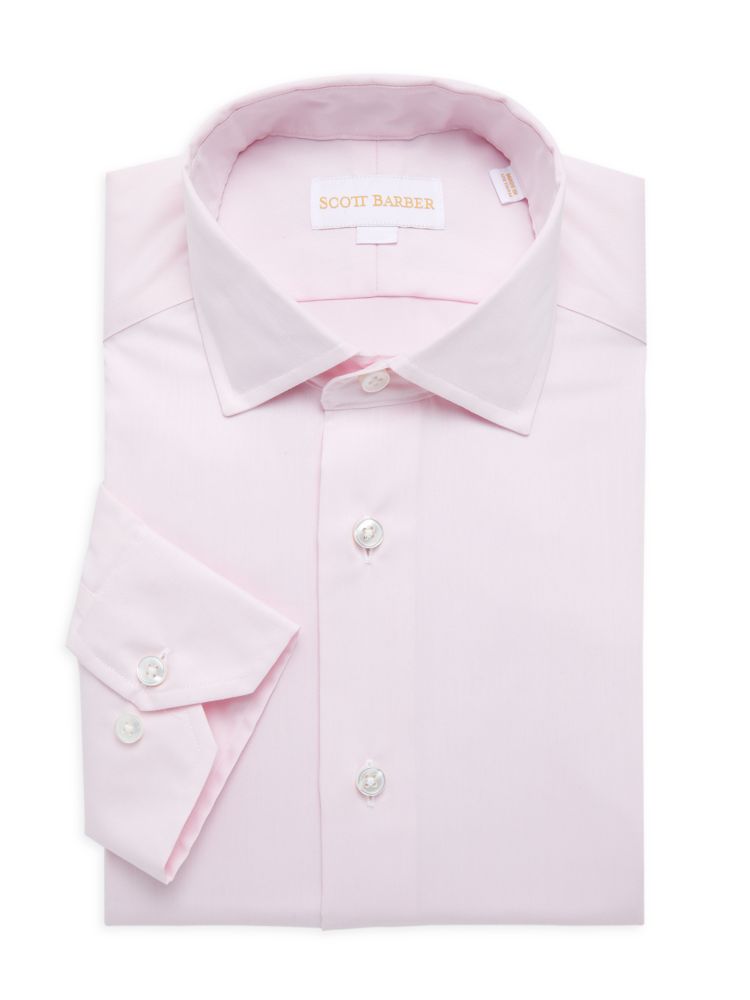 Классическая рубашка из однотонного твила Scott Barber, розовый