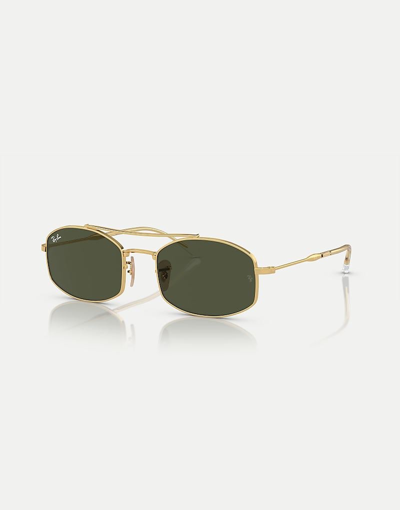 

Ray-Ban - Rb3719 - Золотые овальные солнцезащитные очки с зелеными линзами