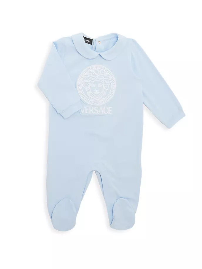 

Футболка для мальчика с вышитым логотипом Medusa Versace, цвет baby blue