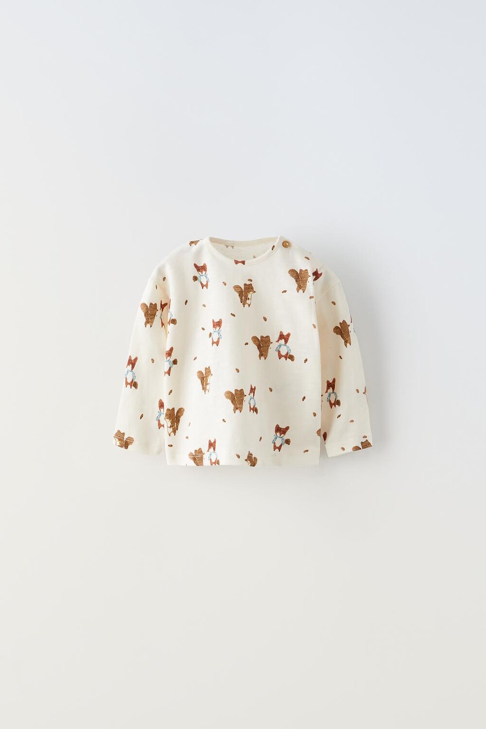 

Футболка с животными ZARA, светлый экрю