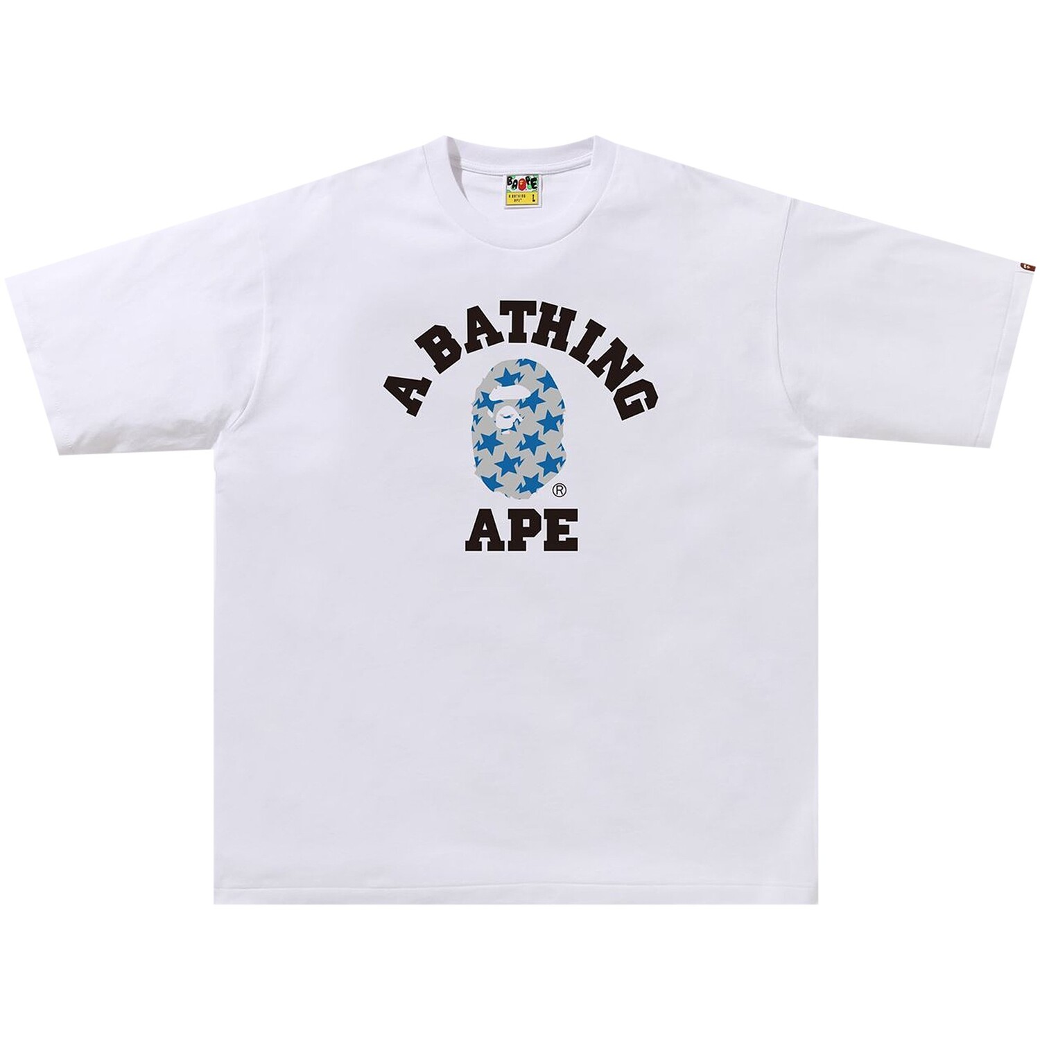 

Футболка свободного кроя BAPE STA Pattern College, цвет Белый/Синий