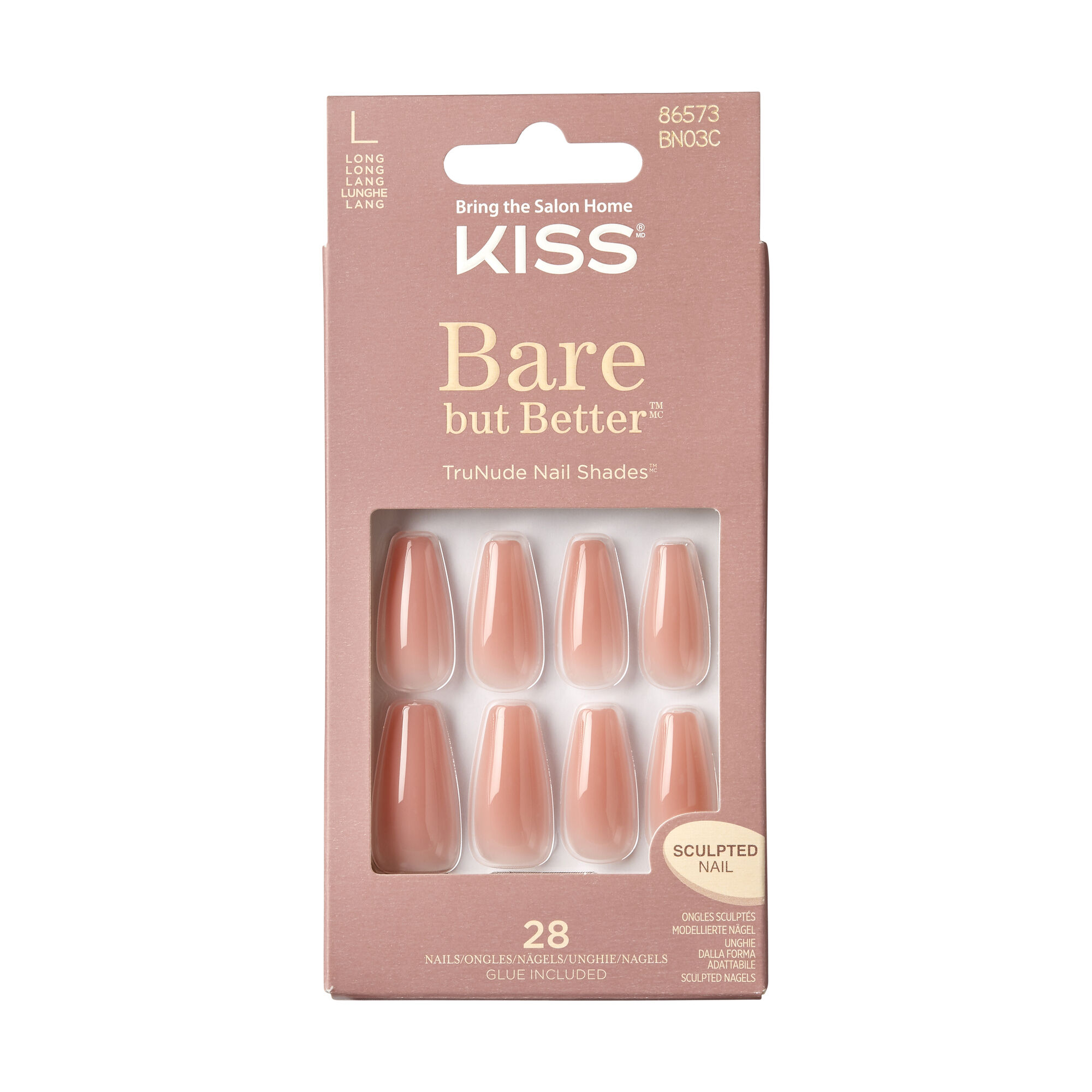 самоклеящиеся ногти kimmawestruck kiss kimm01 1 упаковка Искусственные ногти с нюдовым сиянием Kiss Bare But Better, 1 упаковка
