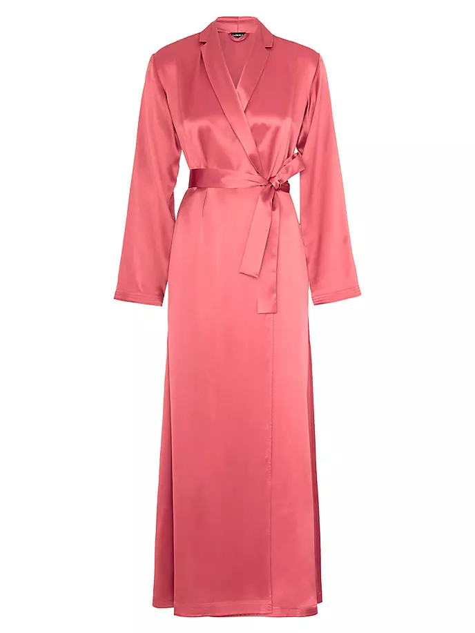 Длинный шелковый халат Vestaglia с запахом La Perla, цвет rose noisette цена и фото