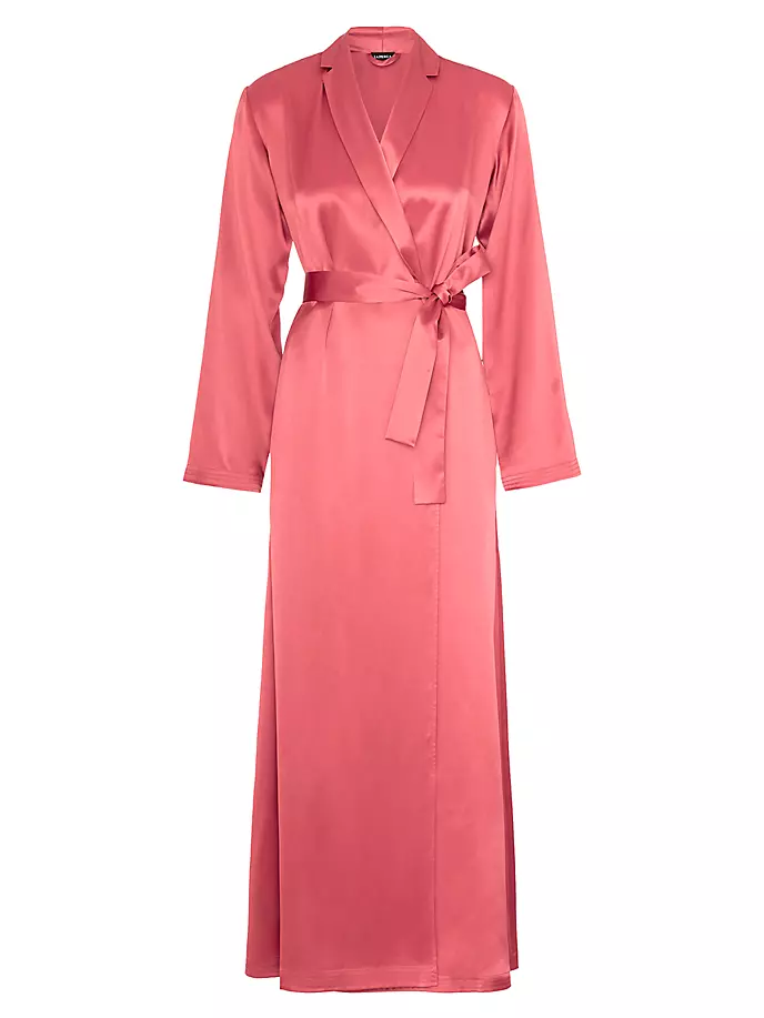 

Длинный шелковый халат Vestaglia с запахом La Perla, цвет rose noisette