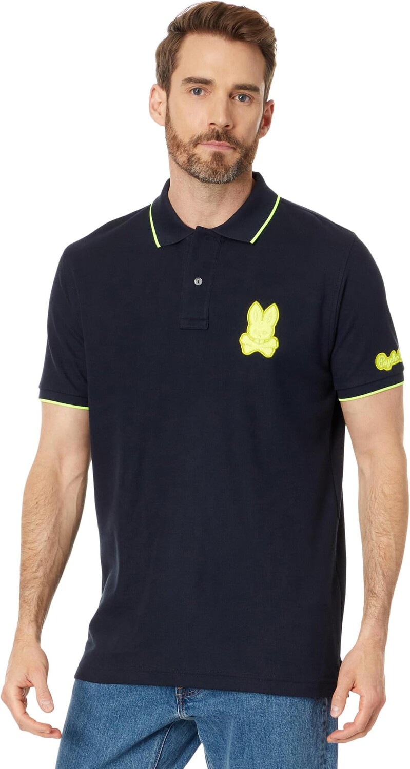 

Рубашка-поло Cleveland Chainstitch Pique Polo Psycho Bunny, темно-синий