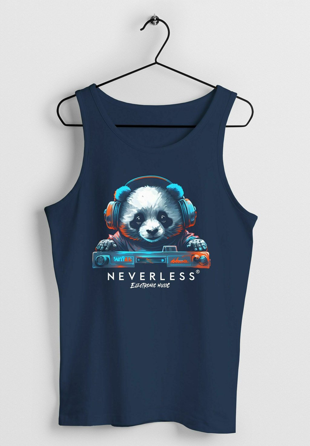 

Топ TANK-PANDA BÄR AUFDRUCK TIERMOTIV MUSIK TECHO PRINT F Neverless, темно-синий