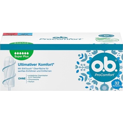 

Тампоны ob ProComfort Super Plus с технологией Dynamic Fit и поверхностью SilkTouch, 32 шт. O.B