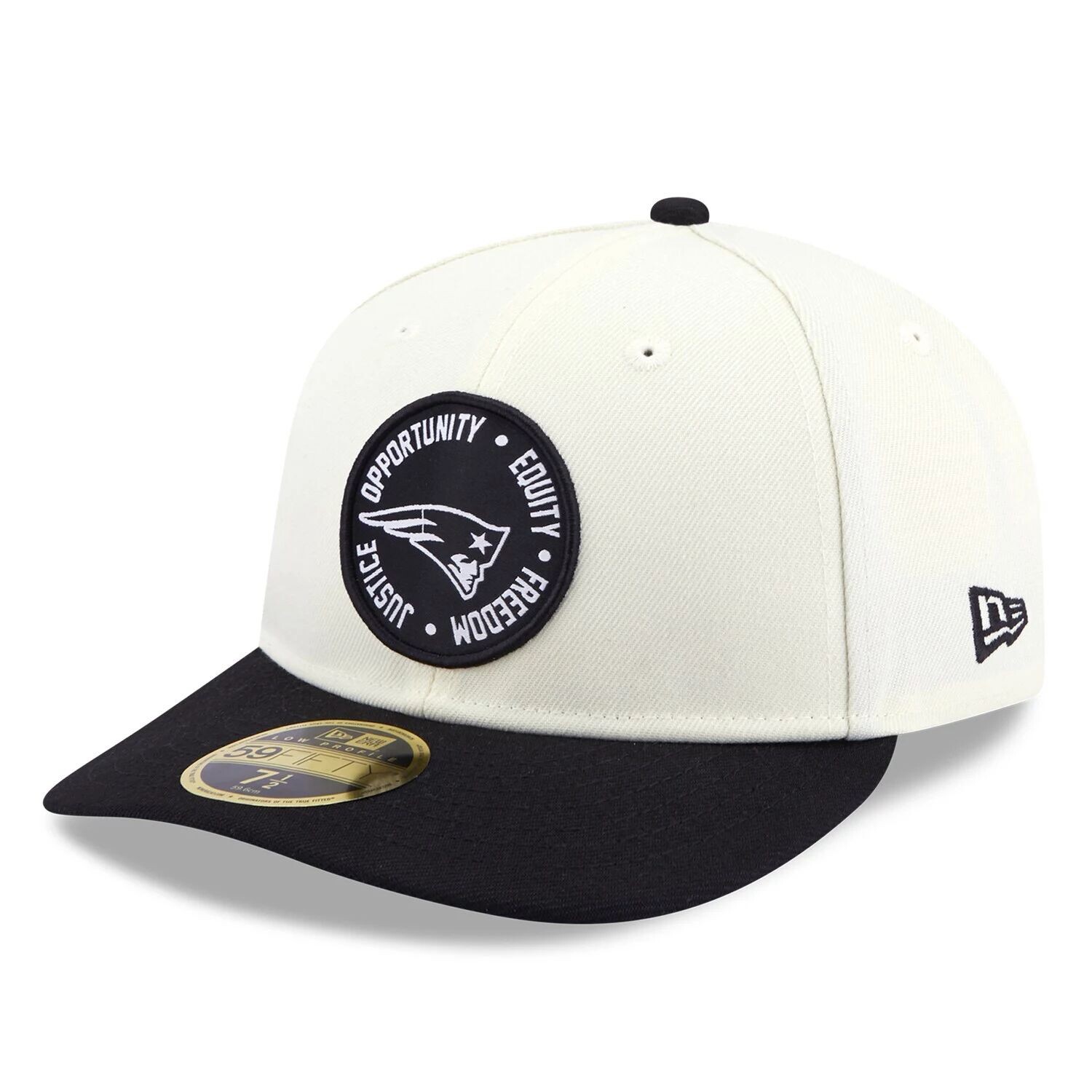 

Мужская New Era Cream/Black New England Patriots 2022 Inspire Change 59FIFTY Низкопрофильная приталенная шляпа