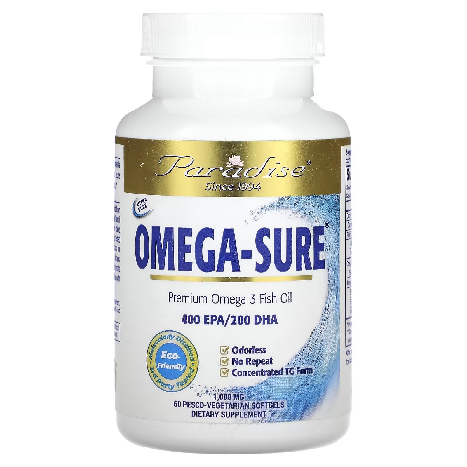 Рыбий жир Paradise Herbs Omega Sure Premium с омега-3, 60 таблеток