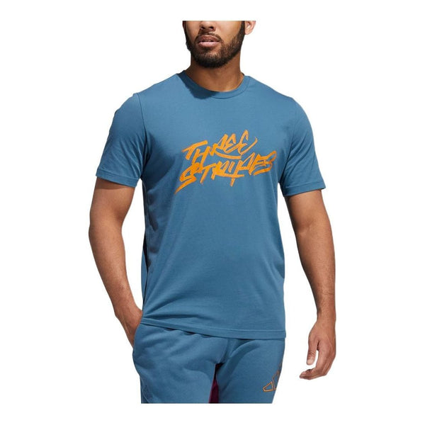 Футболка Men's adidas Alphabet Printing Round Neck Basketball Sports Short Sleeve Blue T-Shirt, мультиколор