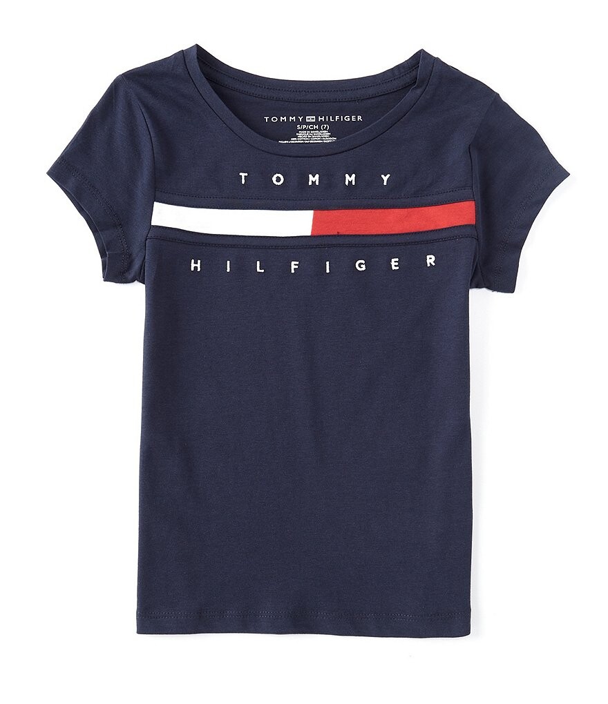 

Tommy Hilfiger Футболка с короткими рукавами и флагом для больших девочек 7–16 лет, синий