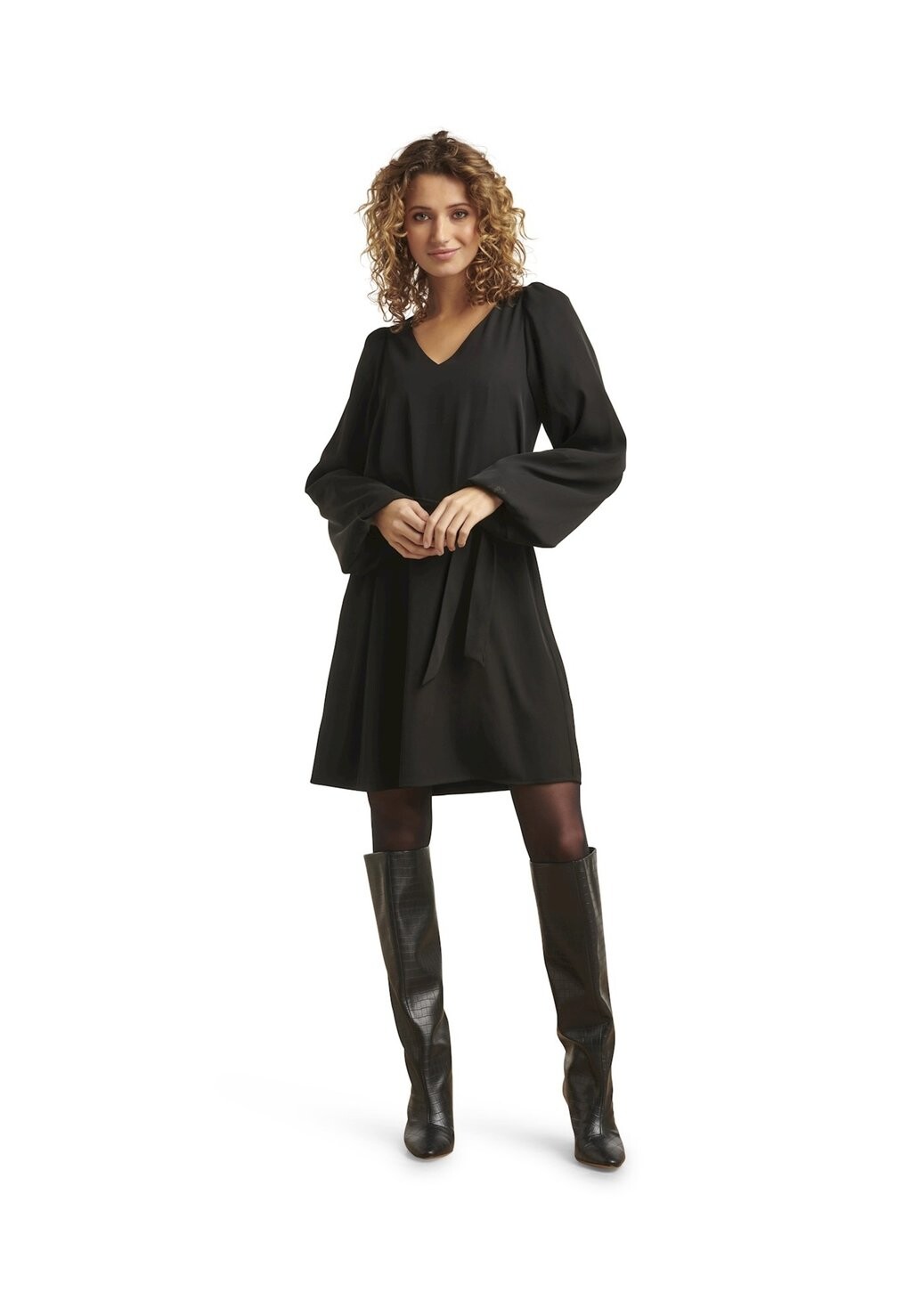 

Дневное платье ELEGANT V-NECK WITH BALLOON SLEEVES Smashed Lemon, цвет black